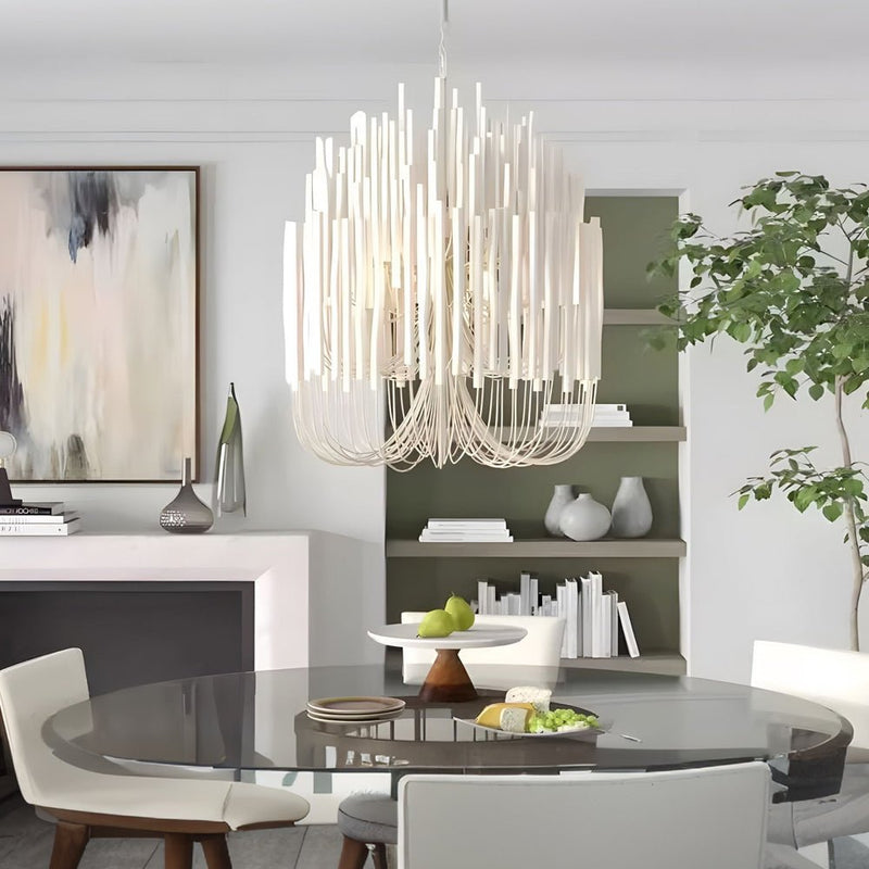 Large Whitewashed Wood Tilda Chandelier - Elegant Rustic & Modern Hanging Ceiling Light Fixture for Home Decor