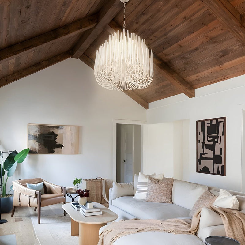 Large Whitewashed Wood Tilda Chandelier - Elegant Hanging Ceiling Light Fixture