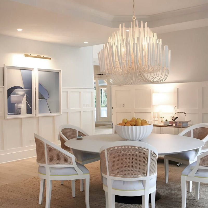 Large Whitewashed Wood Tilda Chandelier - Elegant Rustic & Modern Hanging Ceiling Light Fixture for Home Decor