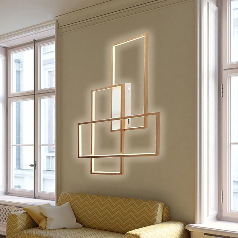 Modern Overlapping Rectangles Aluminum LED Flush Mount Ceiling Light - Geometric Style Lighting Fixture