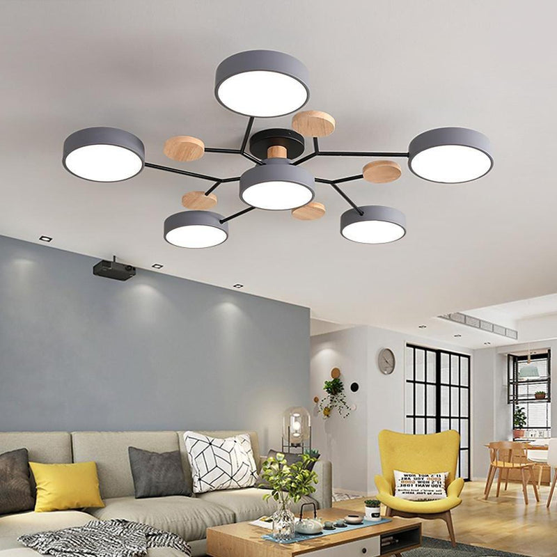 Sputnik Artistic Chandelier - Metal & Wood Ceiling Lights for Kids' Rooms | Stylish Baby & Children's Lighting