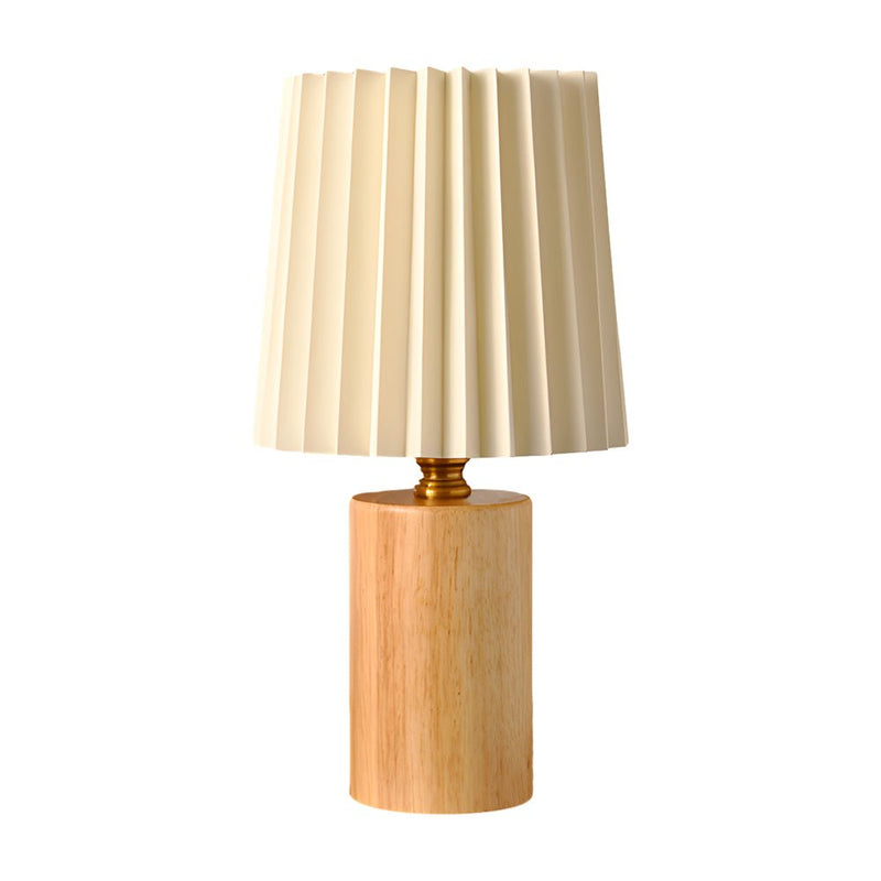 Elegant Wood Column Table Lamp with Pleated Empire Shade - Perfect for Home Decor & Ambient Lighting