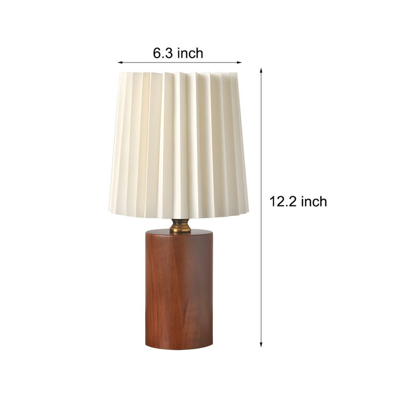 Elegant Wood Column Table Lamp with Pleated Empire Shade - Perfect for Home Decor & Ambient Lighting