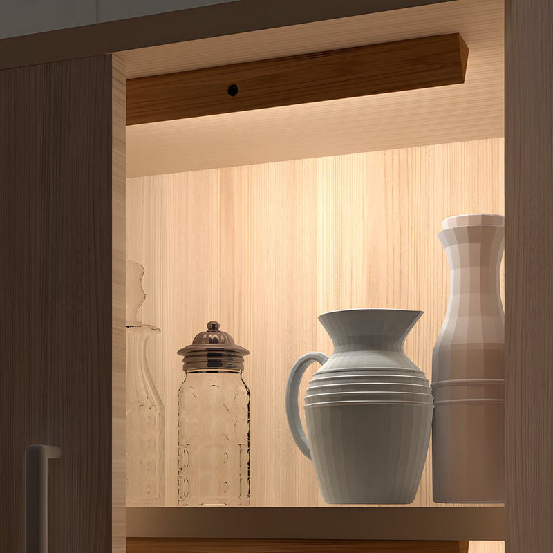 Rechargeable LED Motion Sensor Magnetic Cabinet Lights - Wooden Rectangle Night Light for Easy Illumination
