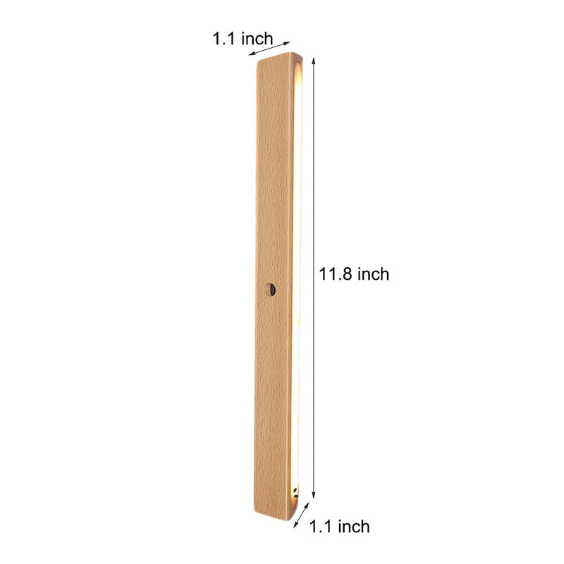 Rechargeable LED Motion Sensor Magnetic Cabinet Lights - Wooden Rectangle Night Light for Easy Illumination