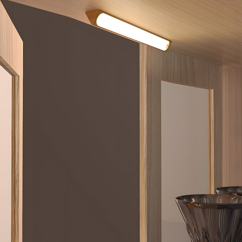 Rechargeable LED Motion Sensor Magnetic Cabinet Lights - Wooden Rectangle Night Light for Easy Illumination