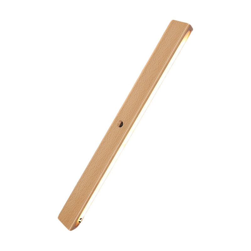 Rechargeable LED Motion Sensor Magnetic Cabinet Lights - Wooden Rectangle Night Light for Easy Illumination