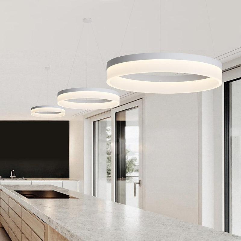 Modern Circular LED Pendant Light - Sleek Aluminum & Acrylic Ceiling Fixture for Contemporary Spaces