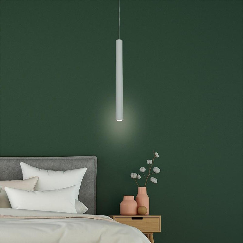 Modern Thin Stick Black Pendant Light with Integrated Downlight LED - Sleek Design for Contemporary Spaces