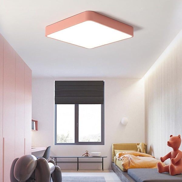 Square LED Flush Mount Ceiling Light - Modern Kids & Baby Room Lighting for Living Room & Bedroom