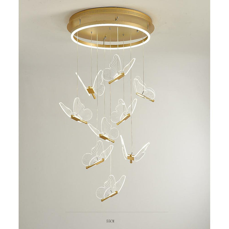 Butterfly Shaped LED Pendant Light - Acrylic & Metal Island Ceiling Fixture for Living Room