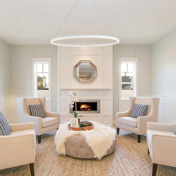 Modern Circle LED Chandelier Pendant Light - Stylish Hanging Lamp for Kitchen Island & Dining Room
