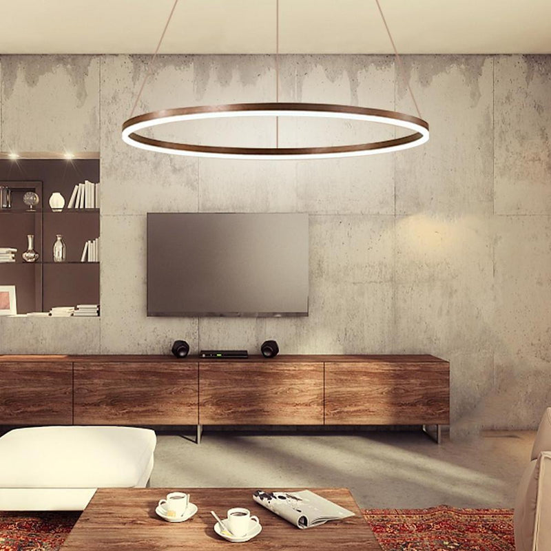 Modern Circle LED Chandelier Pendant Light - Stylish Hanging Lamp for Kitchen Island & Dining Room