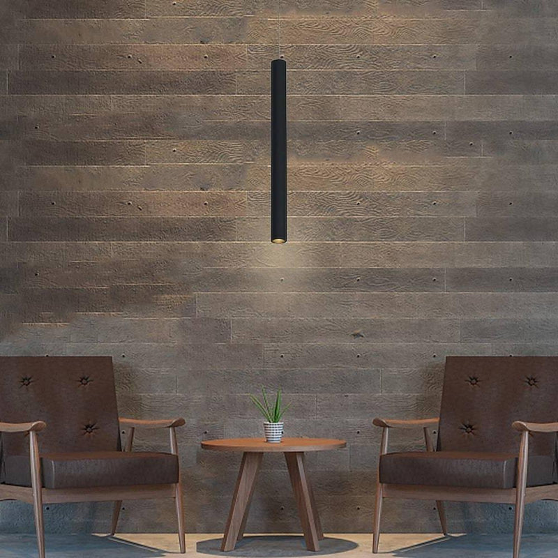 Modern Thin Stick Black Pendant Light with Integrated Downlight LED - Sleek Design for Contemporary Spaces