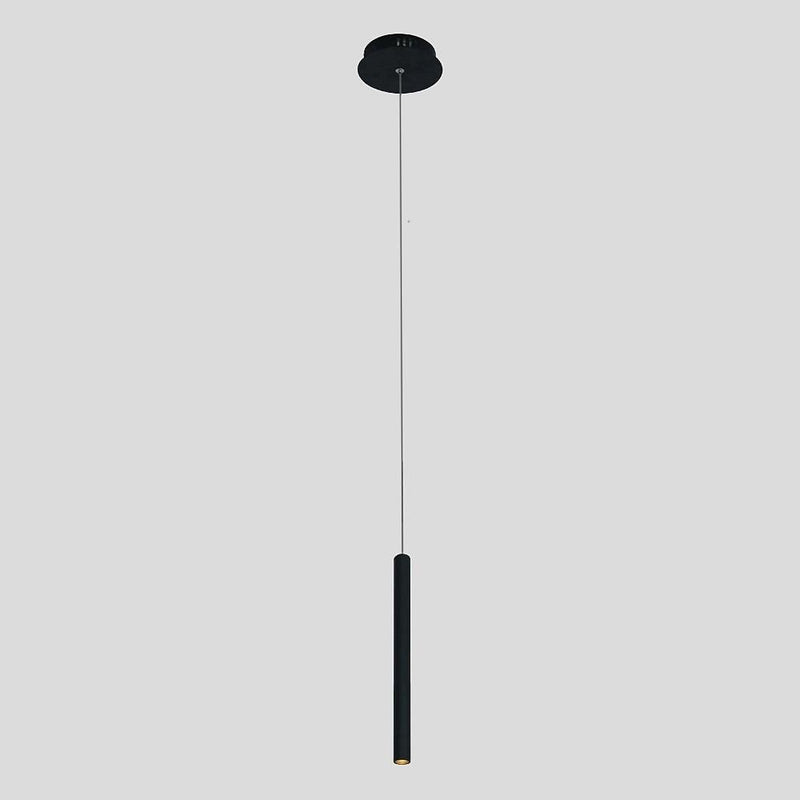 Modern Thin Stick Black Pendant Light with Integrated Downlight LED - Sleek Design for Contemporary Spaces