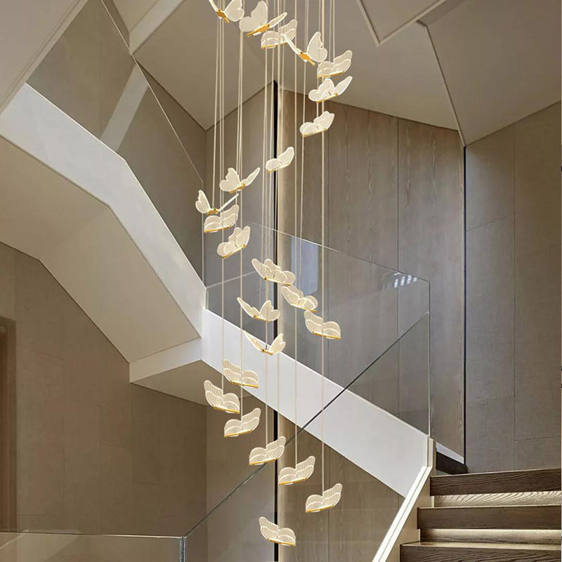 Butterfly Shaped LED Pendant Light - Acrylic & Metal Island Ceiling Fixture for Living Room