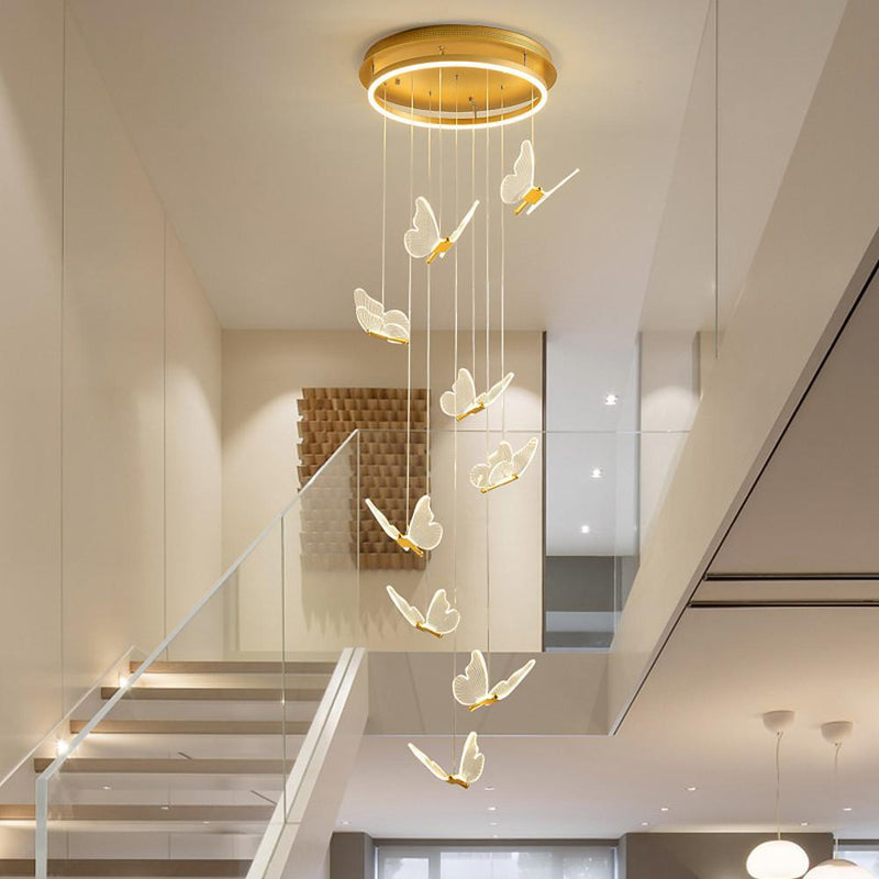 Butterfly Shaped LED Pendant Light - Acrylic & Metal Island Ceiling Fixture for Living Room