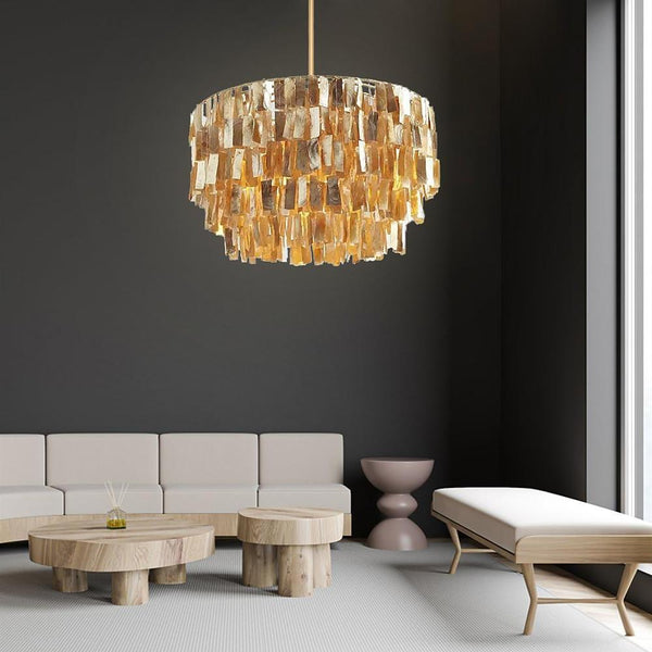 Modern Shell-Shaped Capiz Chandeliers | Contemporary Rustic Lighting for Elegant Home Decor