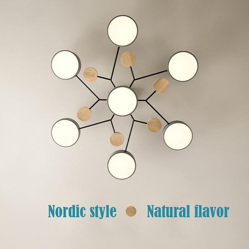 Sputnik Artistic Chandelier - Metal & Wood Ceiling Lights for Kids' Rooms | Stylish Baby & Children's Lighting
